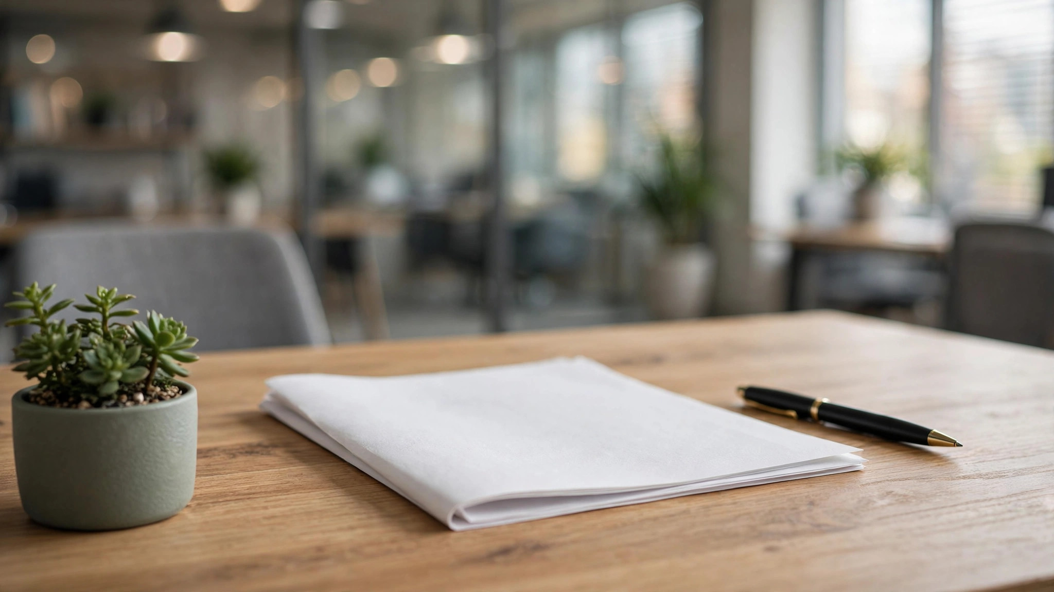Resume document and pen on a tidy desk in a modern office